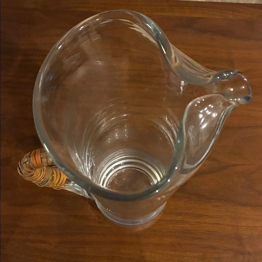 Carl Aubock Martini Pitcher Vintage Mid Century  Clear Glass  Applied Handle